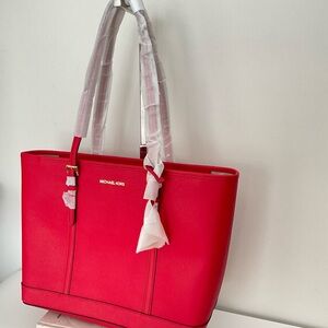 Michael Kors Vibrant Red Saffiano Leather Tote Bag